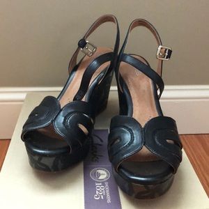[ Amelia Page ] Back Leather Wedged Sandals
